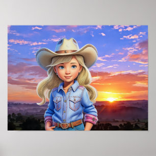 Poster Sunset Cowgirl