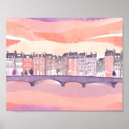 Poster Sunset da Cidade Europeia | Aquarela