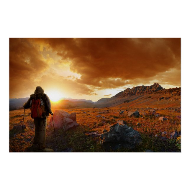 Pôster Sunset de 50 Montanhas - Parque Nacional Glacier (Frente)