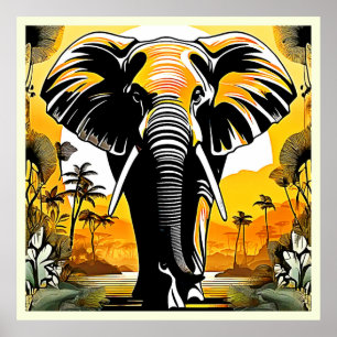 Poster Sunset de Elefante Majestoso