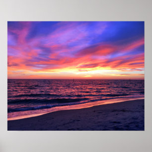 Poster Sunset de Praia Perfeita do Paraíso