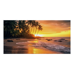 Pôster Sunset de praia tropical