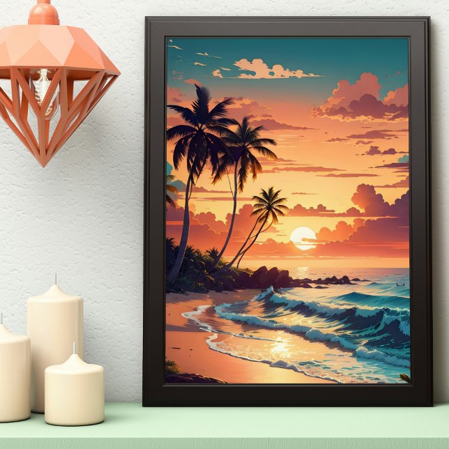 Poster Sunset de praia tropical (Criador carregado)