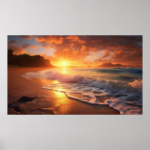 Poster Sunset de praia tropical
