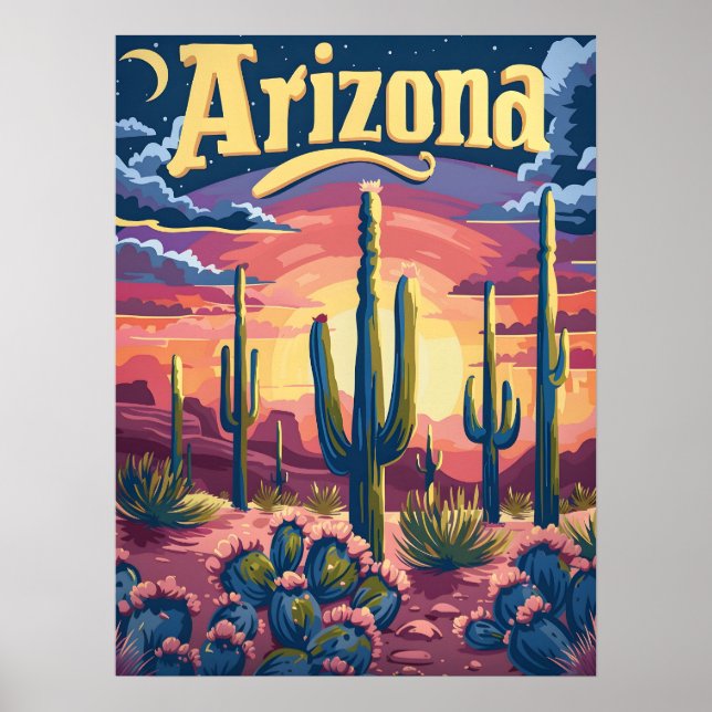 Poster Sunset do Deserto de arizona (Frente)