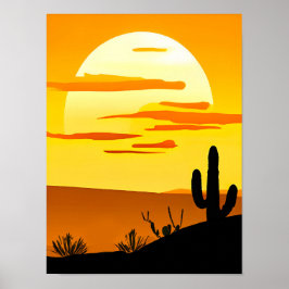 Poster Sunset do Deserto Sudoeste com Cactus