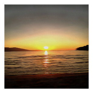 Pôster Sunset do outono artístico no Egeu