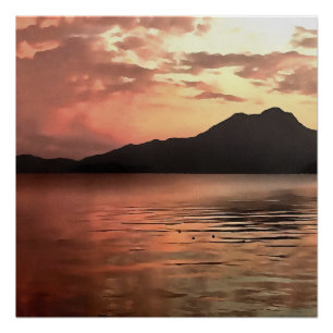 Pôster Sunset Dramático Na Arte Da Paisagem De Koycegiz