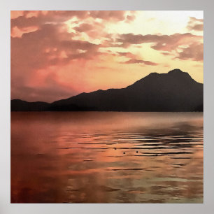Pôster Sunset Dramático Na Arte Da Paisagem De Koycegiz