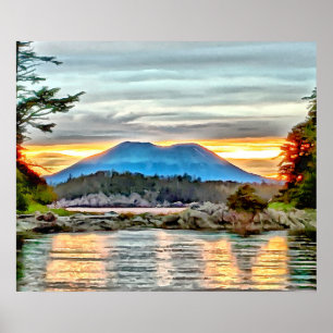 Poster Sunset e Nuvens no Monte Edgecumbe perto de Sitka