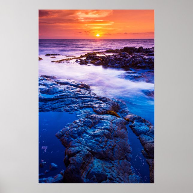 Poster Sunset E Piscina De Oculto No Havaí (Frente)