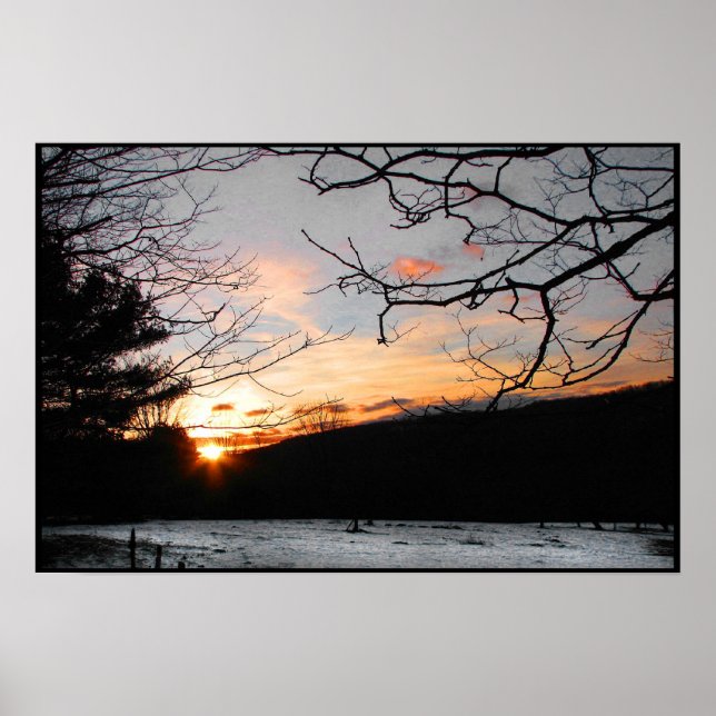 Pôster Sunset e Snowy Field (Frente)