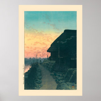 Poster Sunset em Morigasaki por Kawase Hasui
