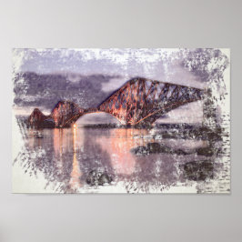 Poster Sunset Firth of Forth Railway Bridge