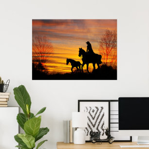 Poster Sunset Horseback
