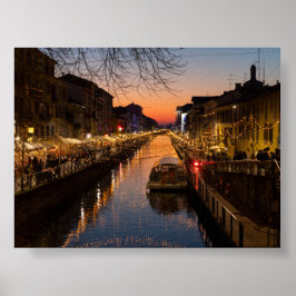 Poster Sunset in Milano Naviglio