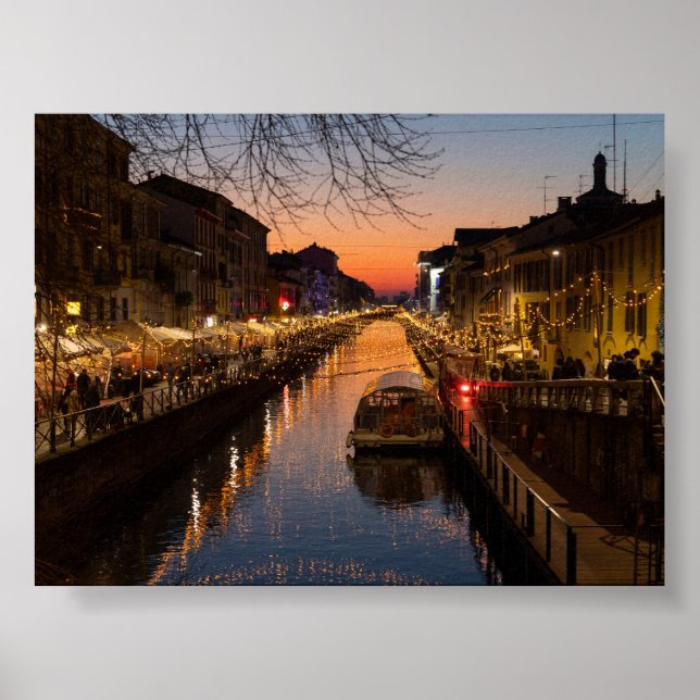 Poster Sunset in Milano Naviglio (Frente)