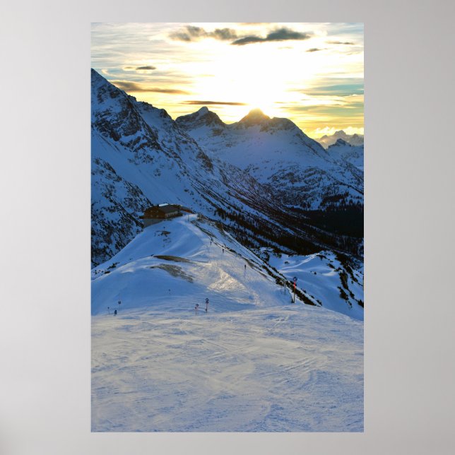 Poster Sunset Lech am Arlberg Alpes Austríacos (Frente)