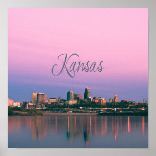 Poster Sunset Linha Sky Line da Cidade de Kansas