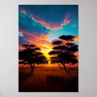 Sunset Mesmerizante na savana africana