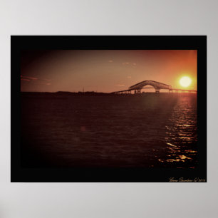 Poster Sunset na ponte chave sobre a Baía de Chesapeake