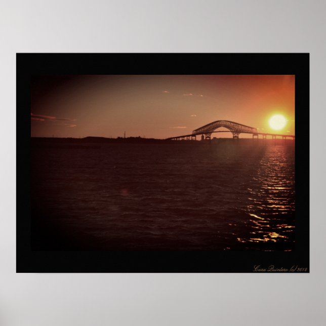 Poster Sunset na ponte chave sobre a Baía de Chesapeake (Frente)