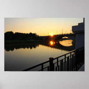 Pôster Sunset na ponte de Broad Street em Columbus, OH