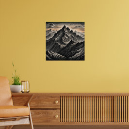 Poster Sunset na trabalho de arte das montanhas