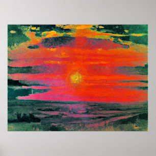 Poster Sunset no inverno, trabalho de arte de Arkhip Kuin