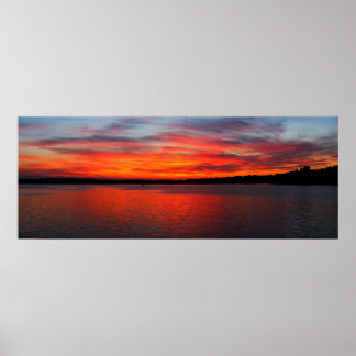 Poster Sunset no lago oeste Panorama