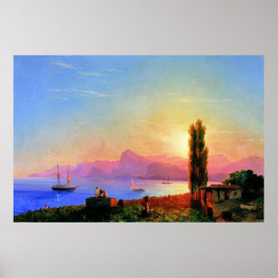 Poster Sunset no mar, belas artes por Ivan Aivazovsky