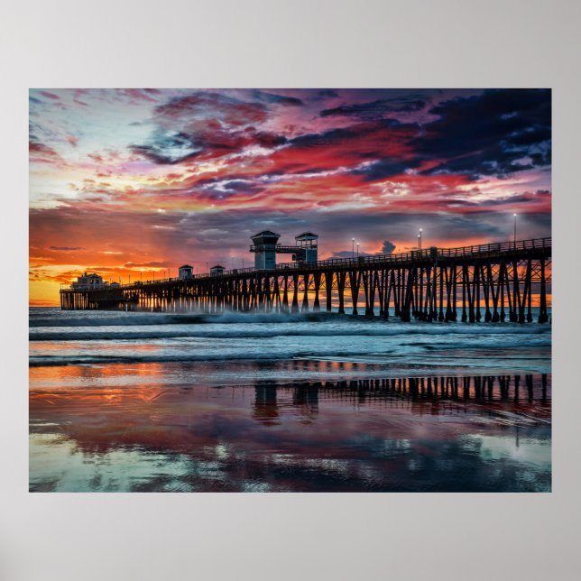 Poster Sunset no Oceanside Pier (Frente)