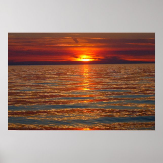 Pôster Sunset on Lake Michigan 4 (Frente)