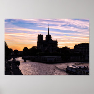Poster Sunset on Notre Dame de Paris - Paris, França