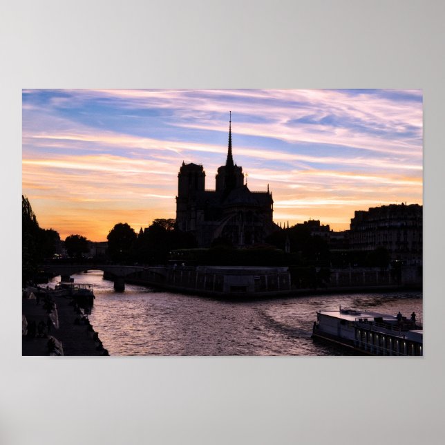Poster Sunset on Notre Dame de Paris - Paris, França (Frente)