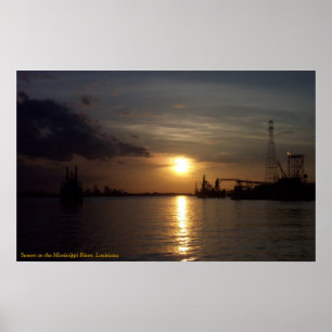 Poster Sunset on the Mississippi River, LA
