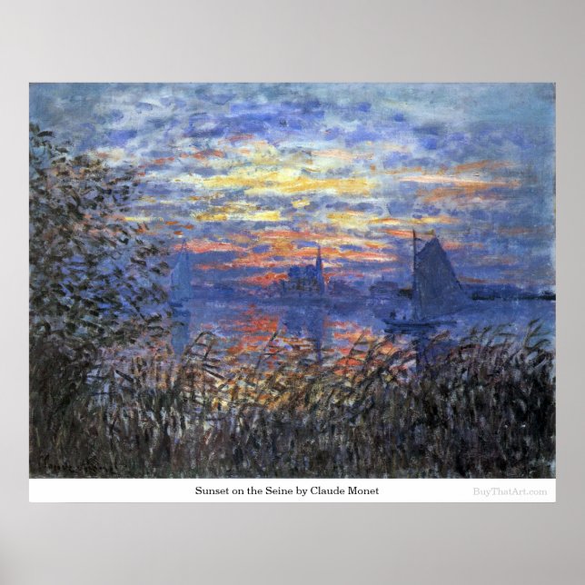 Poster Sunset on the Seine, por Claude Monet (Frente)