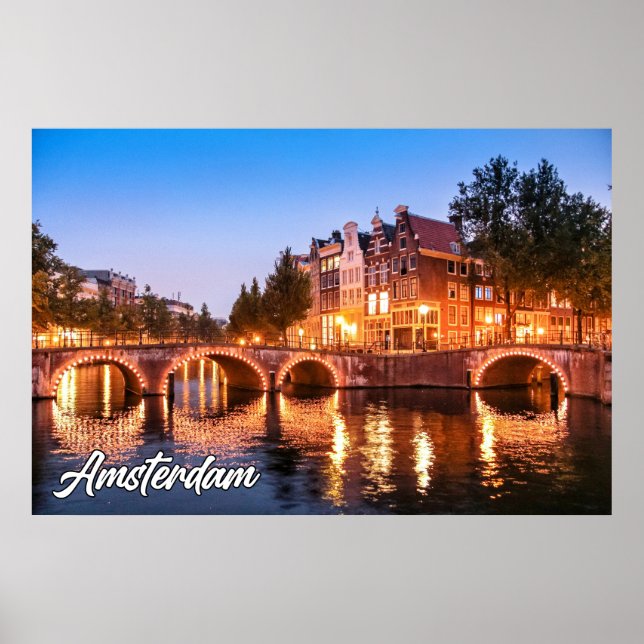 Poster Sunset Over Amsterdam, Países Baixos (Frente)