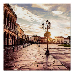 Pôster Sunset over quadrado em Padova, Itália