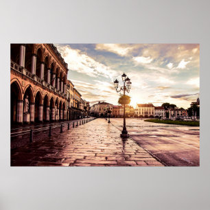 Poster Sunset over quadrado em Padova, Itália