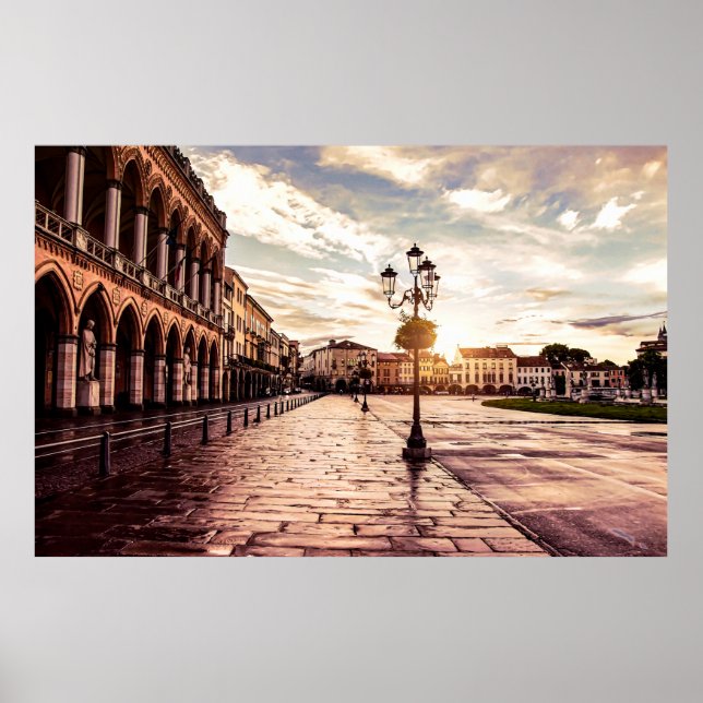 Poster Sunset over quadrado em Padova, Itália (Frente)