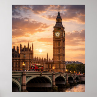 Poster Sunset Over the Iconic London Clocktower