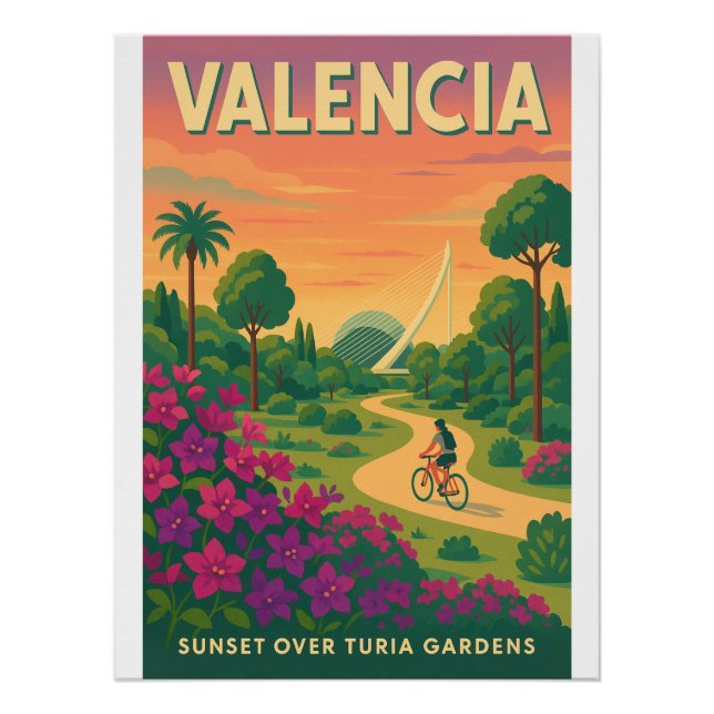 Pôster Sunset over Turia Gardens - Valencia Retro 2025 (Frente)
