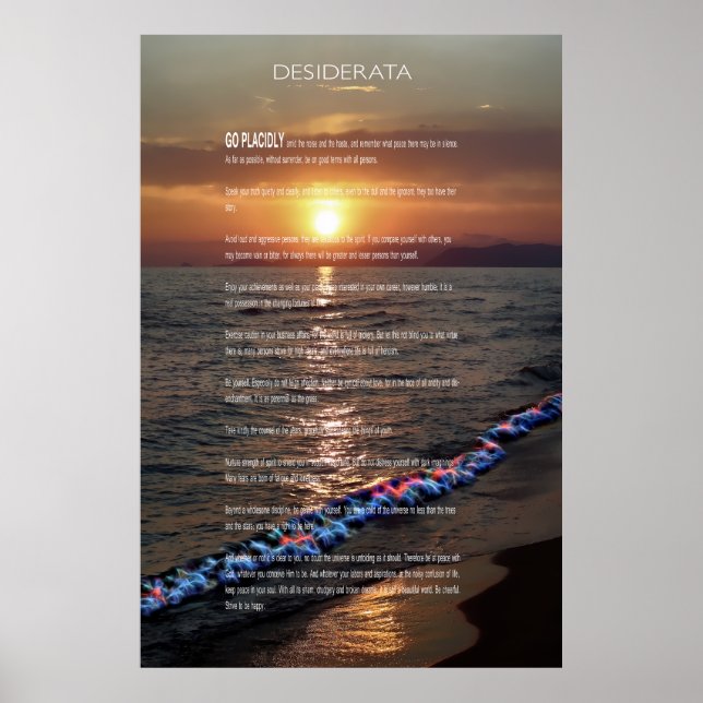 Poster Sunset Pacífico DESIDERATA (Frente)