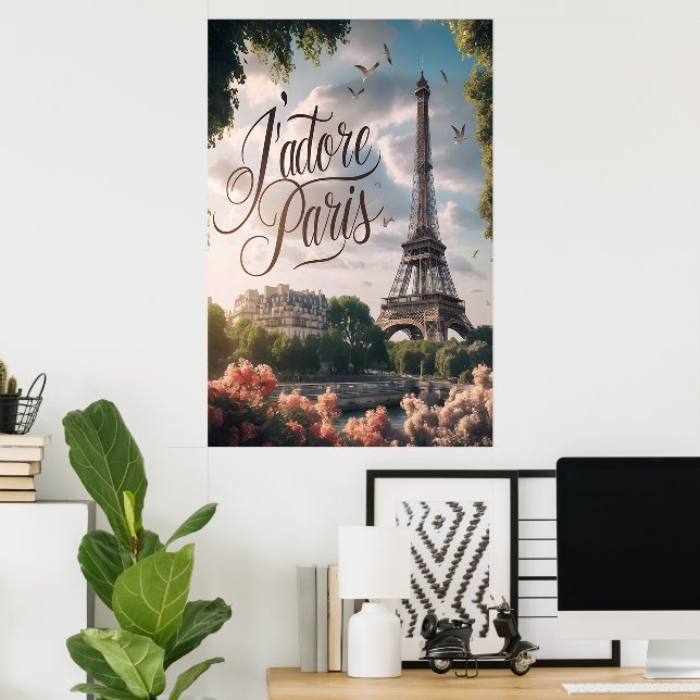 Poster Sunset Parisiense Com Torre Eiffel (Escritório em casa)