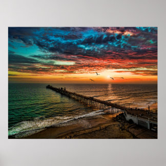 Pôster Sunset próximo ao Cais Oceanside