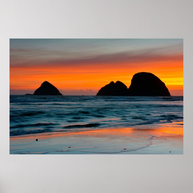 Pôster Sunset, Sea Stacks, Oceanside, Oregon, EUA (Frente)