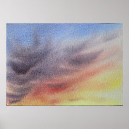 Poster Sunset Sky Watercolor Painting 
