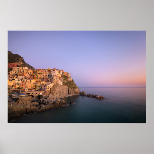 Poster Sunset sobre a aldeia de Manarola em Cinque Terre