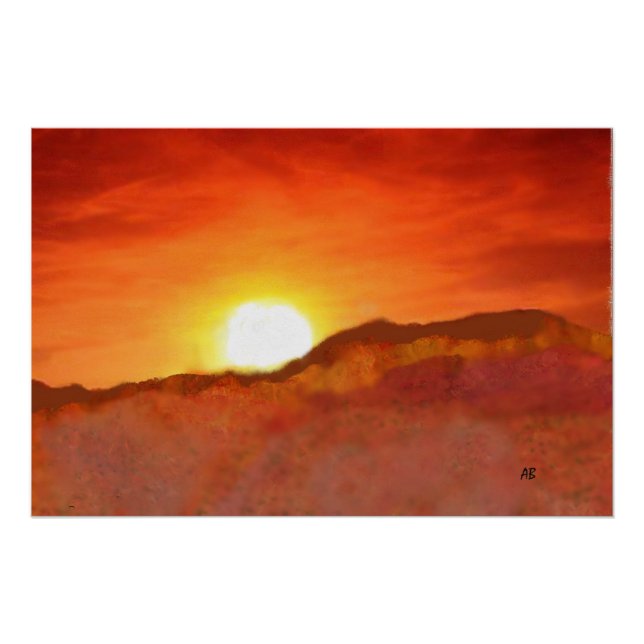 Pôster Sunset Sobre As Montanhas, (Frente)